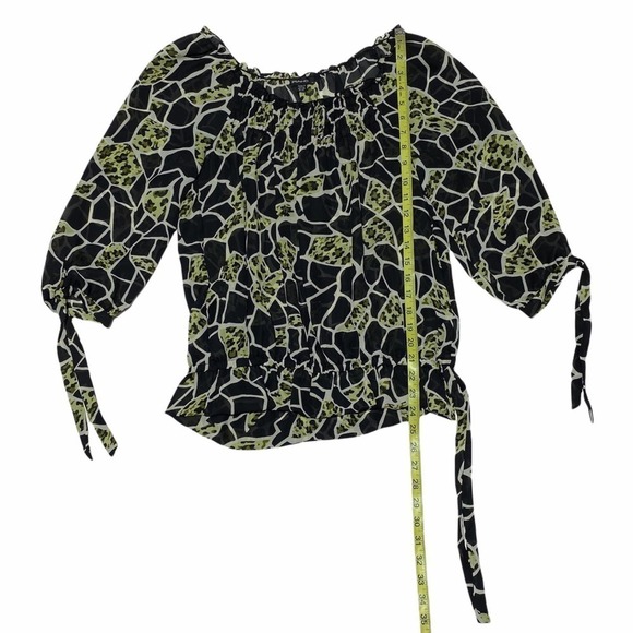PIANO Giraffe & Leopard Print 3/4 Tie Sleeve & Waist Peasant Blouse - Picture 6 of 12